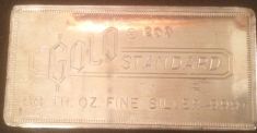 100 ounce (oz) Engelhard Silver Bar, Gold Standard, Obverse