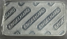 10 ounce (oz) Engelhard Silver Bar, C-Series, Wide, Stamped, Logo Back, Reverse