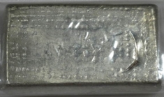 10 ounce (oz) Engelhard Silver Bar, Original Design, Poured, Waffle Back, Reverse