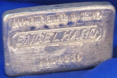 10 ounce (oz) Engelhard Silver Bar, W-Series, Poured, Obverse