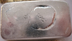 5 ounce (oz) Engelhard Silver Bar, 5-Digit, Poured, Reverse