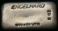 5 ounce (oz) Engelhard Silver Bar, No Serial, Poured, Swirl, Obverse