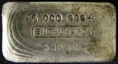 5 ounce (oz) Engelhard Silver Bar, 5-Digit Small Logo, Big Five, Poured, Obverse