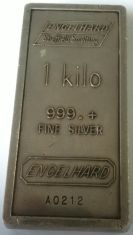 1 Kilogram (kg) Engelhard Silver Bar, Sheffield, Obverse