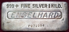 1 Kilogram (kg) Engelhard Silver Bar, Standard, Obverse