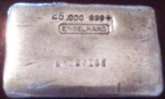 25 Ounce (oz) Engelhard Silver Bar, Old Style, Obverse