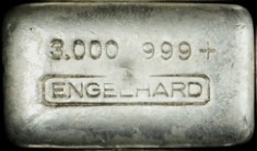 3 ounce (oz) Engelhard Silver Bar, No Serial, Obverse