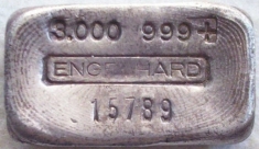 3 ounce (oz) Engelhard Silver Bar, Old Style, Obverse