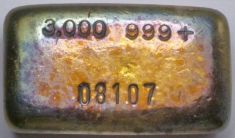 3 ounce (oz) Engelhard Silver Bar, Three Zeroes, No Logo, Obverse