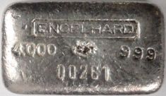 4 ounce (oz) Engelhard Silver Bar, Old Style, No Plus, Obverse
