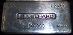 50 Ounce (oz) Engelhard Silver Bar, MFR Variety, Obverse