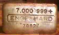 7 ounce (oz) Engelhard Silver Bar, Wide Logo, Obverse