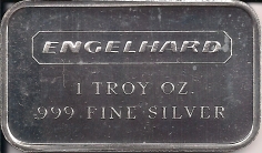 1 ounce (oz) Engelhard Siver Bar, Frosted Back, Obverse