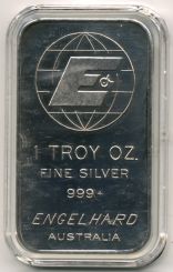 1 ounce (oz) Engelhard Australia Siver Bar, Obverse