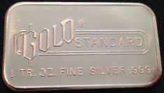 1 ounce (oz) Engelhard Gold Standard Siver Bar, Obverse