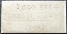 1 ounce (oz) Engelhard Siver Bar, Three Zeroes, Obverse