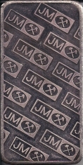 10-Ounce (oz) Johnson Matthey Silver Bar, Variety B, Reverse