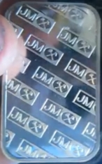 10-Gram (g) Johnson Matthey Silver Bar, Variety B, Reverse