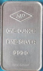 1-Ounce (oz) Johnson Matthey Silver Bar, Italy, Reverse