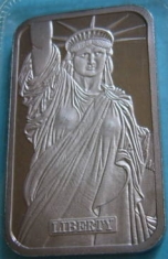 1-Ounce (oz) Johnson Matthey Silver Bar, Republic Bank, Obverse