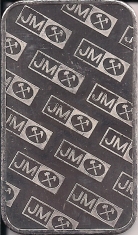 1-Ounce (oz) Johnson Matthey Silver Bar, Variety B, Reverse