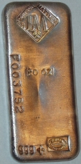 20-Ounce (oz) Johnson Matthey Silver Bar, Poured, Serial Number,