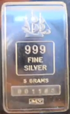 5-Gram (g) Johnson Matthey Silver Bar, Shipwreck, Obverse