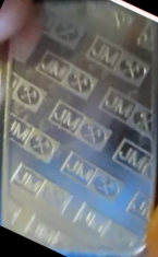 1/2-Ounce (half oz) Johnson Matthey Silver Bar, Variety B, Reverse