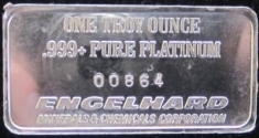 1 ounce (oz) Engelhard Platinum Bar, USSC, Obverse