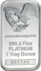 1 ounce (oz) Engelhard Platinum Bar, Eagle, Obverse