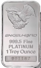 1 ounce (oz) Engelhard Platinum Bar, Eagle, Obverse